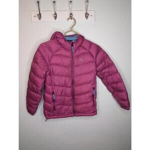 L.L.Bean Kids DownTek Puffer Jacket Hooded Pink Blue M 10-12